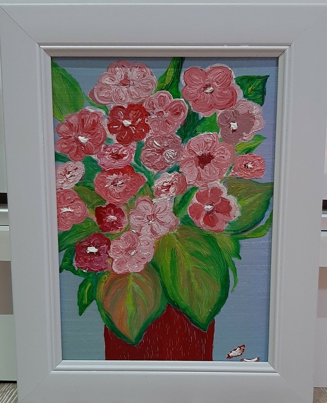 Flowers Painting Picture In Frame Original Flowers in a pot A Spectacular Gift