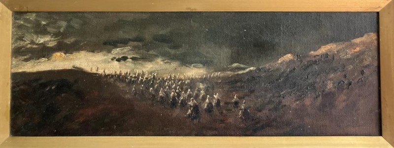 ANTIQUE OIL PAINTING Arab Battle Scene OTTOMAN SCHOOL 19th Century SIGNED gallery
