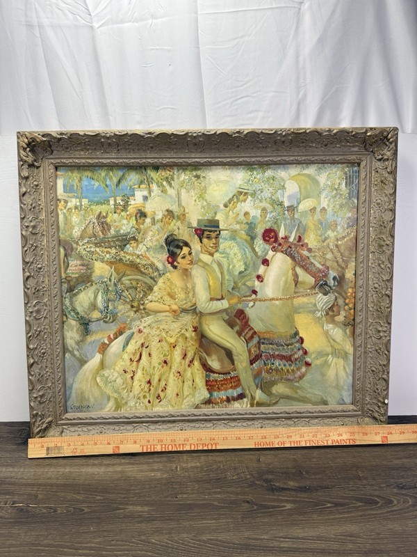 Vintage Fiesta De Valencia Stevens Spanish Festival Wall Art Ornate Frame 28x24 gallery
