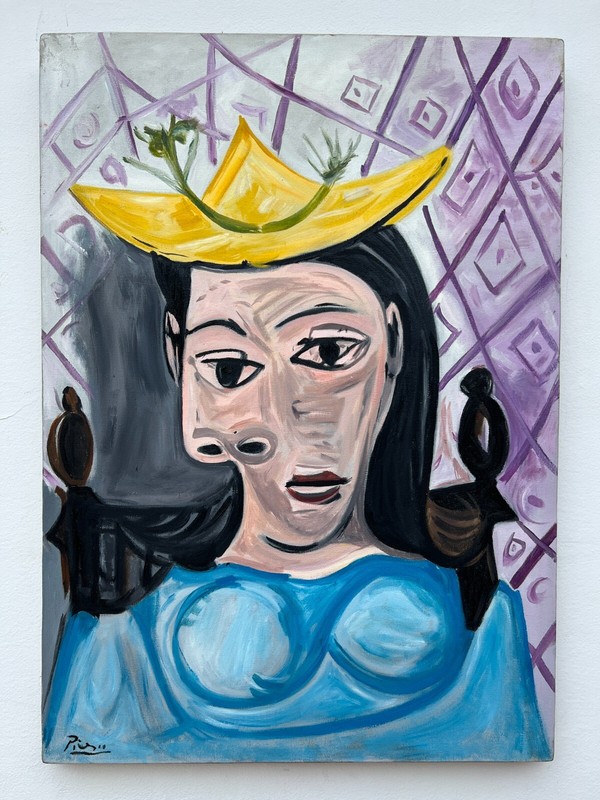 Pablo Picasso , Painting Oil On Canvas , signed stamped vintage 50 x 70 cm