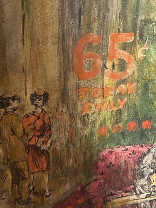 MID CENTURY DRAWING PAINTING Milton EXPRESSIONIST WOMEN CLUB BAR 1960 MixedMedia gallery