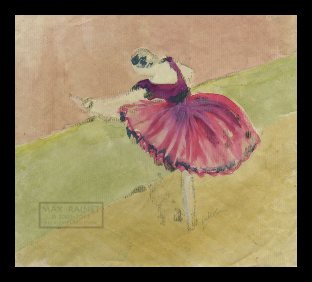 Degas Dancer in Pink ORIGINAL embellished MONOTYPE painting C Peterson SIGNED