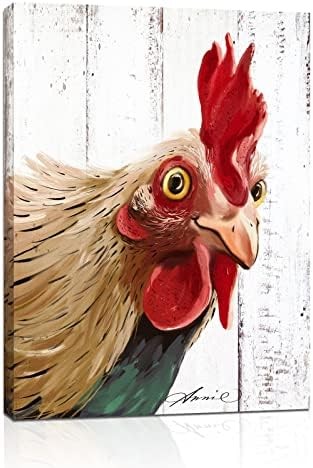 Rooster Kitchen Decor Wall art - Abstract Farmhouse Chicken Canvas Painting Pict gallery