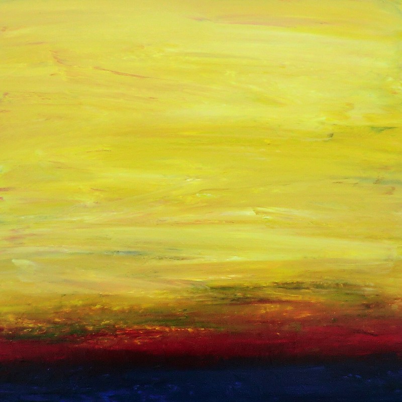 Signed original 24″ x 24″ ORIGINS #2 contemporary acrylic landscape painting