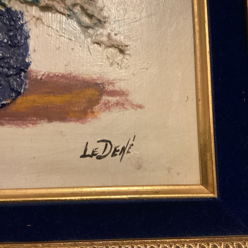 Le Dene Signed Abstract Floral Vase Still Life Canvas Painting, Small, Framed gallery