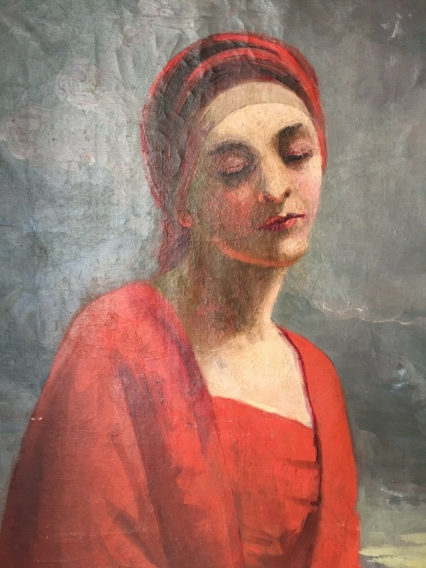 Early 19th Spanish Oil Painting - Portrait of a Woman in a Landscape - ZULOAGA gallery