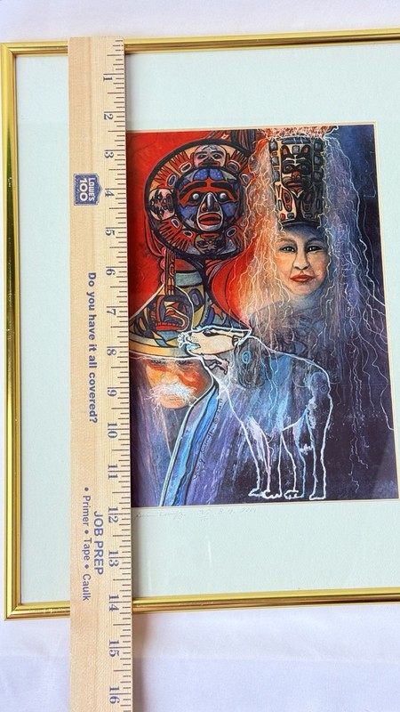 Framed Print Vibrant Surreal Composition Bold Colors & Intricate Lines - Signed gallery