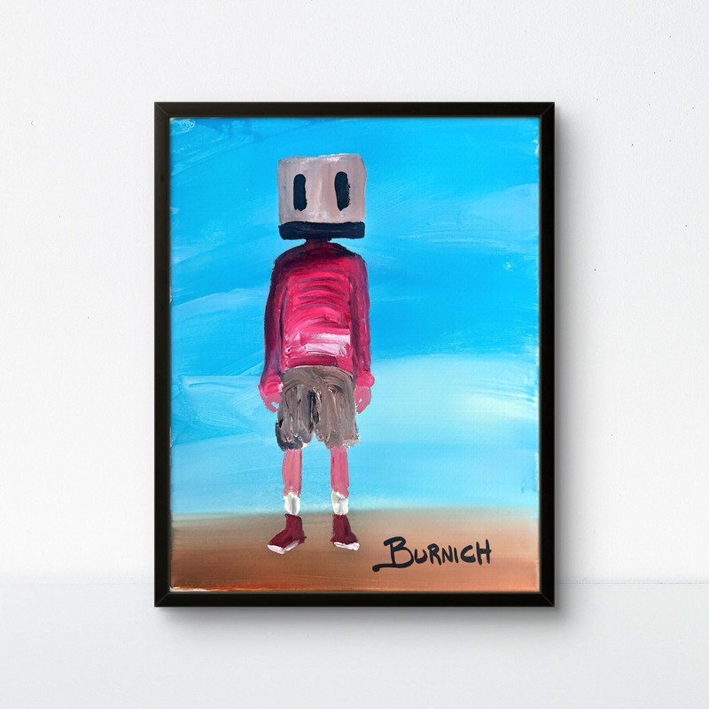 Burnich Original "Standing Still" 11x14 Canvas Striking Surreal Art Hand Painted