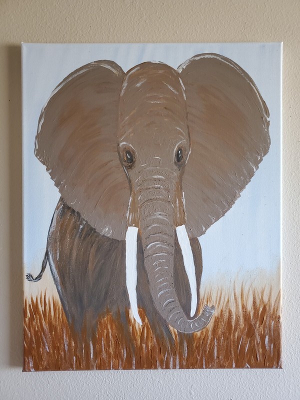 Handmade Painting Acrylic Wooden Frame 20×16 Art Decor Elephant Africa
