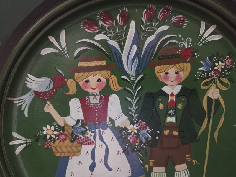 Rare Artist Signed Prudy E Vannier 2 Folk Art Wooden Tole Ware Dutch Wall Decor gallery