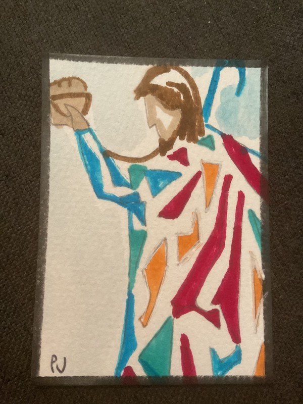 ACEO watercolor art by PJ, art card 2.5 x 3.5: the bread of life, Jesus gallery