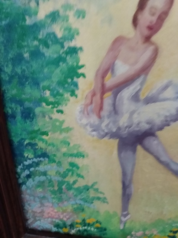 1973 Artist Signed Oil Painting Artwork Art Framed Ballerina Ballet Dancer Dance gallery