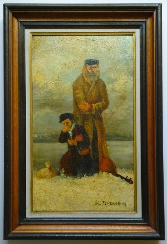 Old Tenenbaum BURNING SHTETL Oil Painting Judaica Jewish Europe Israel Art gallery