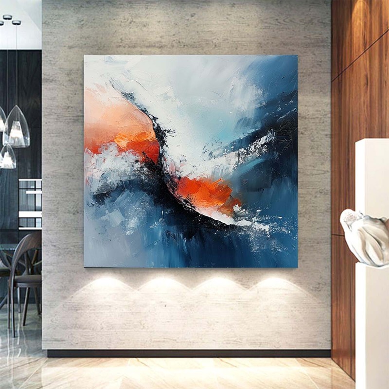 Blue Red Hand-painted abstract oil Painting on canvas Home Wall Decor 31in