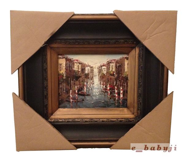 Venice Italy Original Textured Oil on Canvas Canal Waterway Scene 19″x17″x2.5″