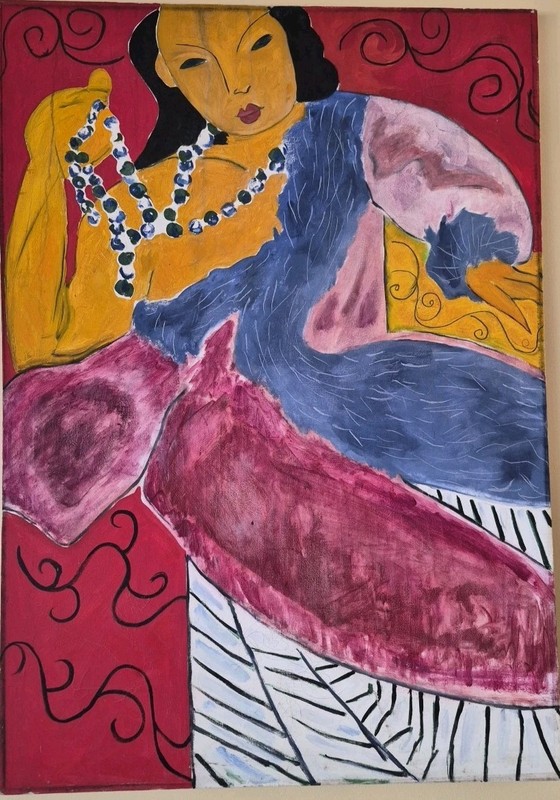 Inspired By Henri Matisse Deritive «L’Asie» Painting O/C Vintage