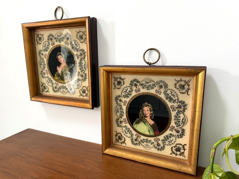 Vintage Verre Églomisé Reverse Painted Portraits Sungott Art Studios New York gallery