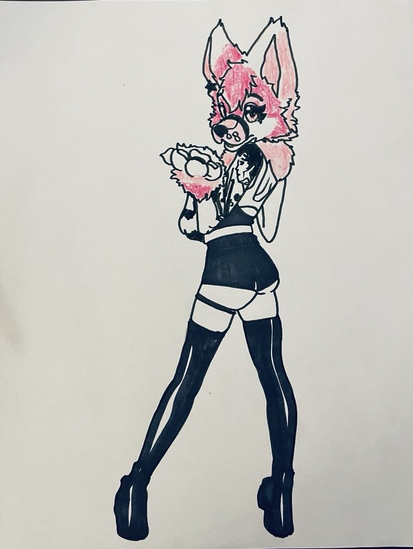 Original Fine Art Marker Drawing Furry Fandom 8.5×11
