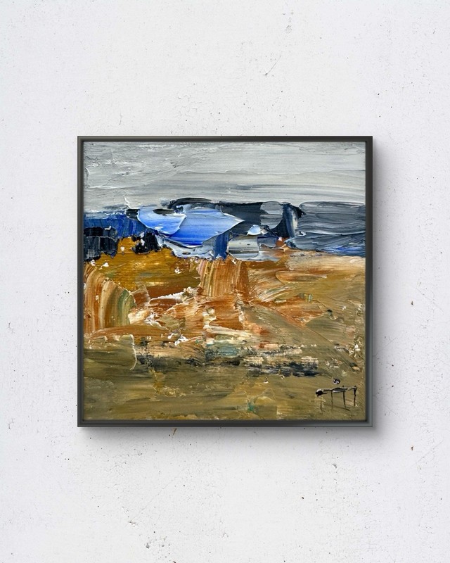 Lake No. 37 4×4 Original Oil Painting Abstract Landscape Wall Decor
