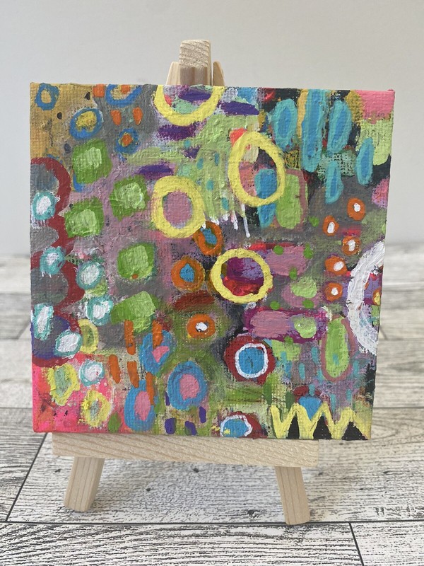 4×4 Canvas With Easel Abstract Acrylic painting