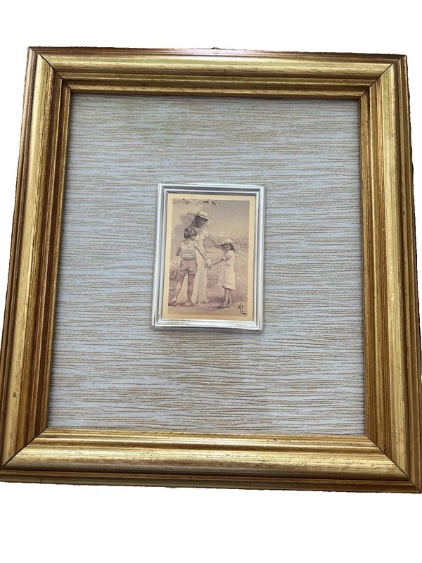 3 Italian Matted & Framed Miniature Landscape Paintings on Paper w/ Gold Leaf gallery