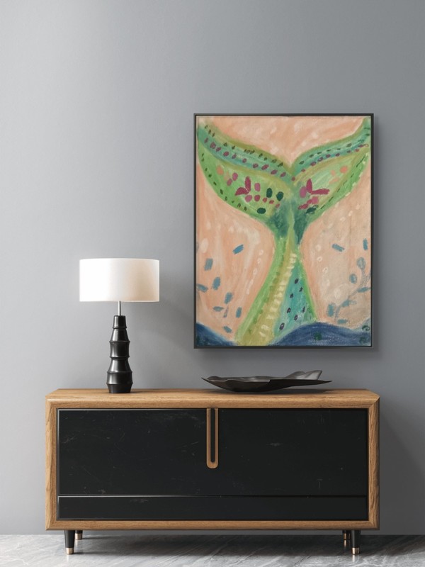 Pop Art Bright Colorful Whale Tail Sea Impressionism Original 14x11 Canvas gallery