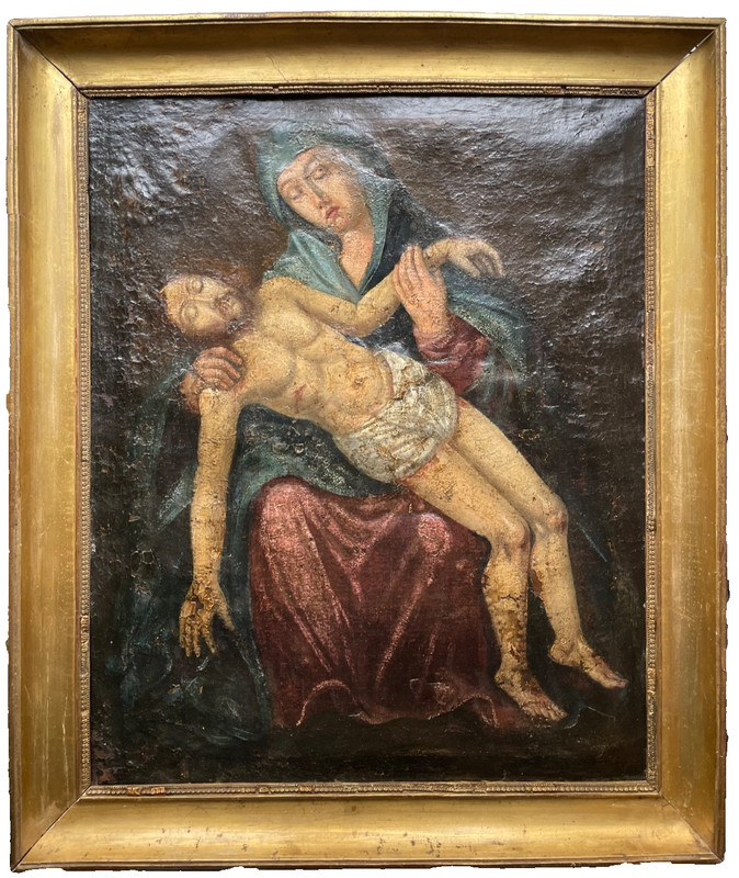 17th Italian School – Old Master Painting – PIETA CHRIST VIRGIN MATER DOLOROSA