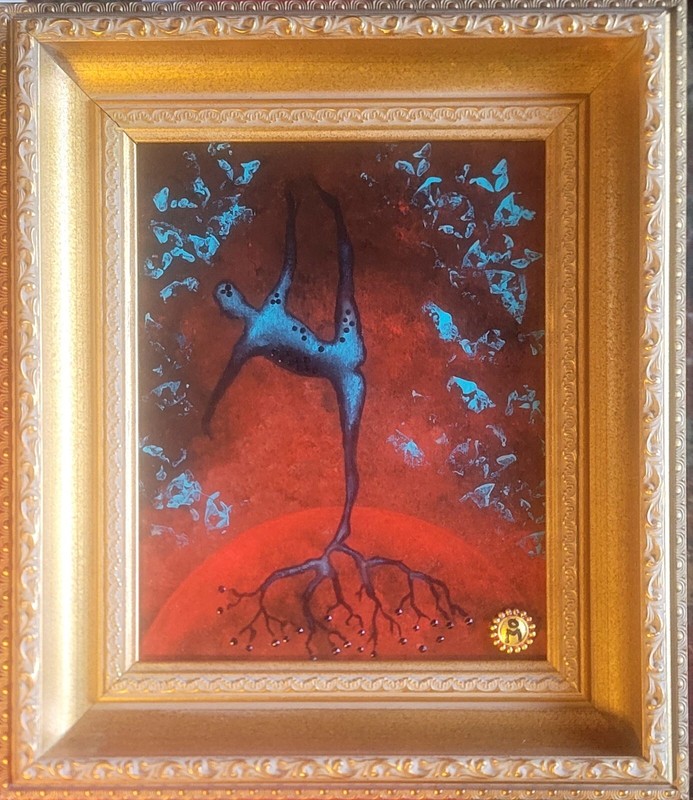 Root Chakra Art Original Acrylics on Canvas Mixed Media Painting 8X10 Mudalhara