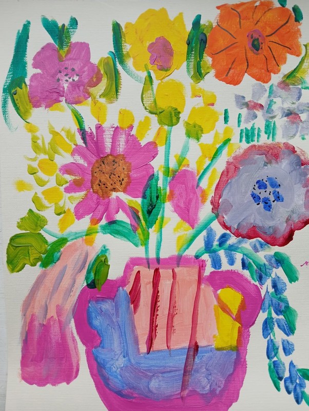 Abstract/Expressionism Colorful Arrangement 9×12 Floral Handmade Art Painting