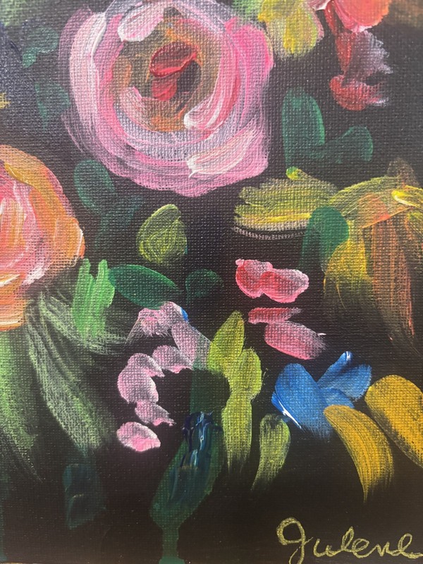 Janice: Original Painting, Abstract Flowers 8x10 Home Decor gallery