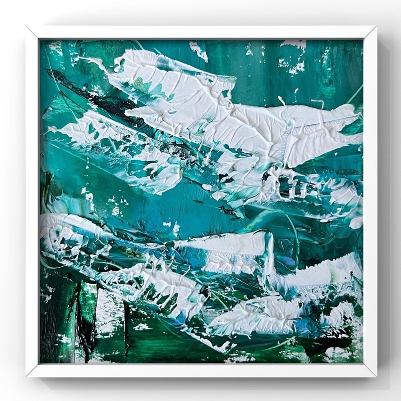 Expressionist Abstract Seascape Painting Framed Art Inspired by Orkney, Scotland