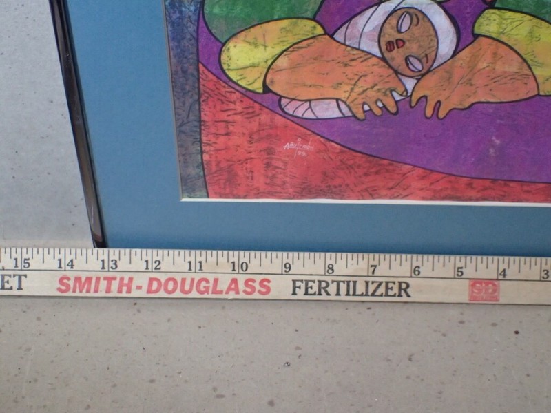 Armando Buitron Rojas Painting Mother & Child Folk Art Ecuador 1999 Framed gallery