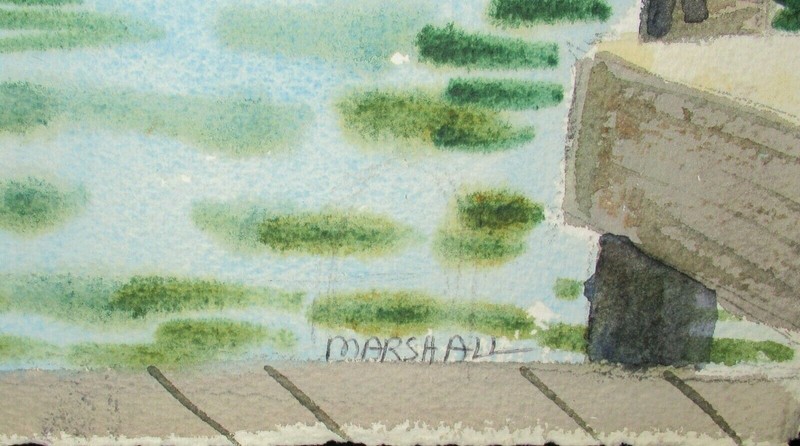 ELLIE MARSHALL "HARBOR" MENDOCINO CALIFORNIA WATERCOLOR FISHING PAINTING gallery