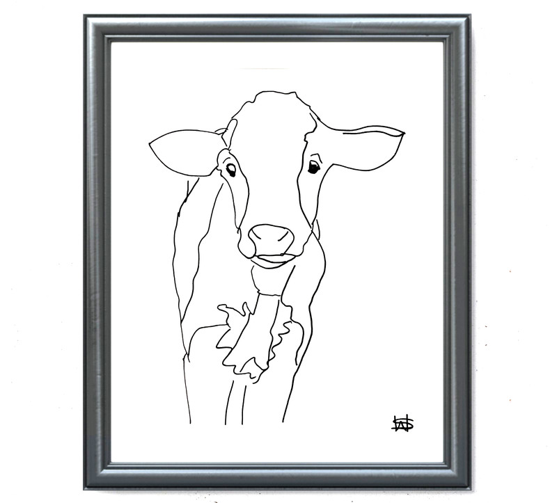Minimalist calf modern expressionist art painting 14X11 Gallery Paper original