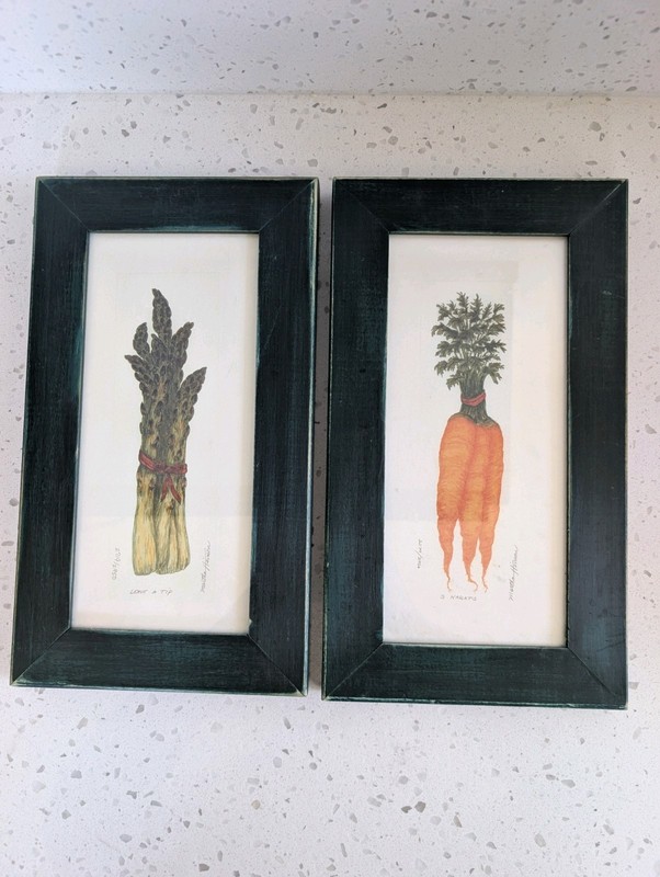 Vintage 80’s Signed Martha Hinson Limited Edition Print Carrot Asparagus Set – 2