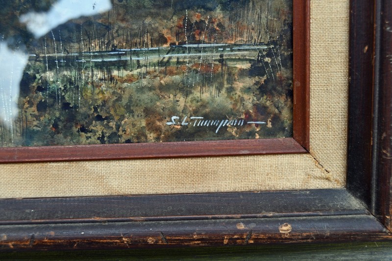 Original Watercolor S L Thompson San Antonio Texas Windmill Tank Farm Landscape gallery