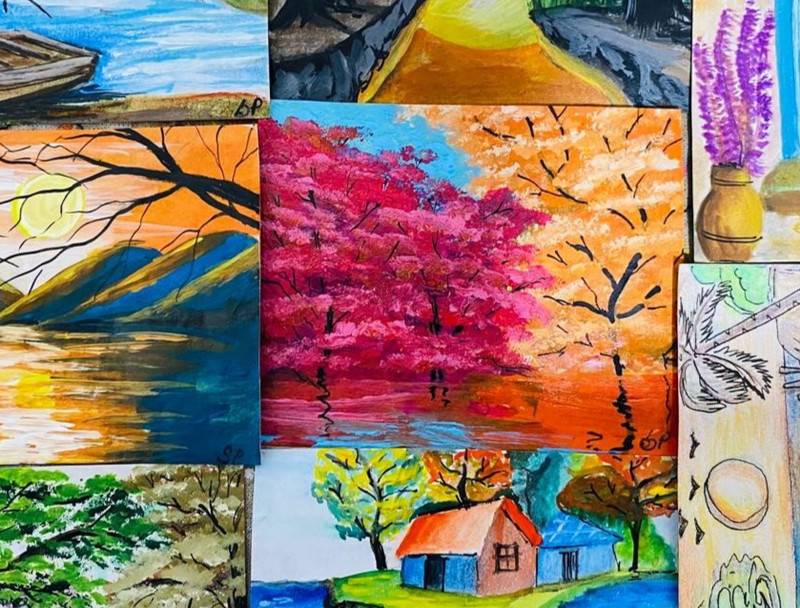 ACEO Original Painting Lot Signed Landscape Art Card Set 16 PCS OOOK SP
