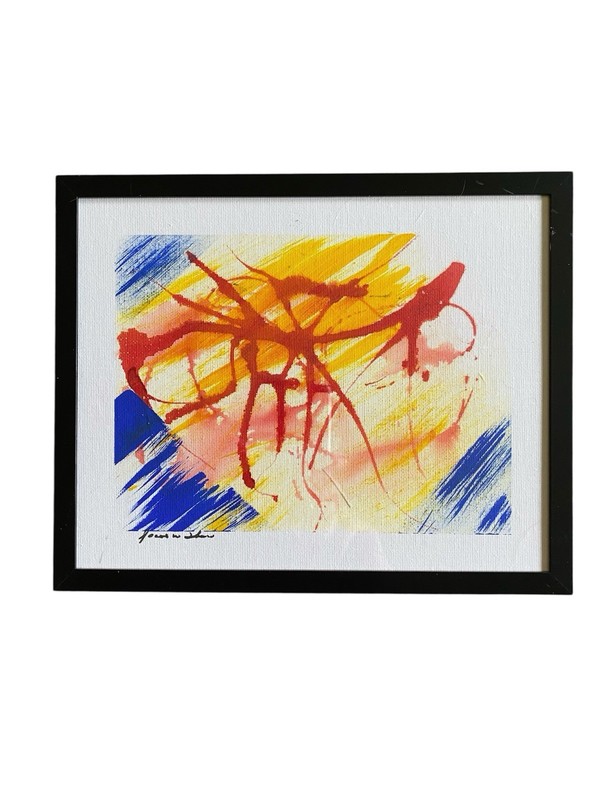 Original abstract acrylic Multi Colored painting on canvas Board Signed