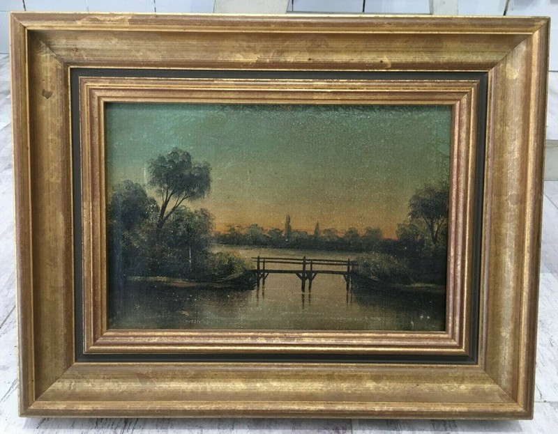 French School 19th Century Lakeside Landscape View Of A Sunset gallery