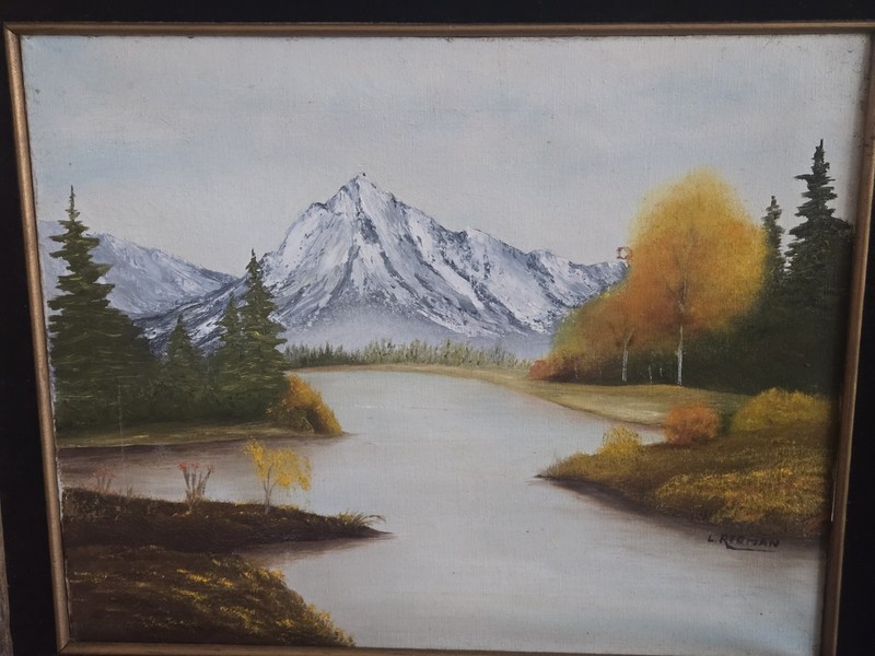 Antique Signed Original Painting On Canvas L. REDMAN Framed 22" X 25" Vintage gallery