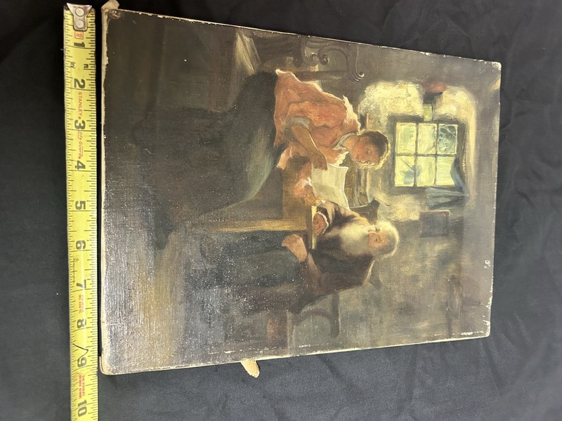 Tom McEwan 'The Letter from the Far West' Original Oil Painting on Canvas, 12x9" gallery