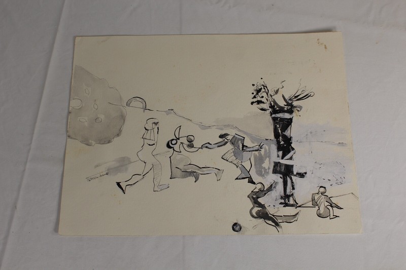 INGE FEILCKE VOLBRECHT Painting Drawing #4 German Artist Fashion People Modern