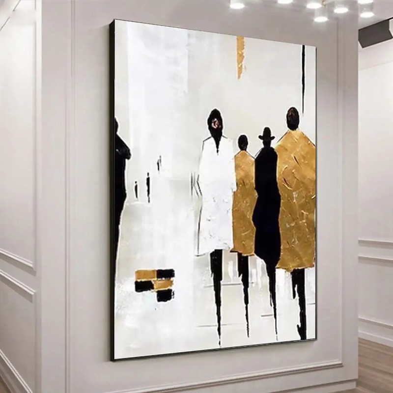 Cityscape Handmade Oil Painting on Canvas Modern Wall Art Abstract Gold Foil Art gallery