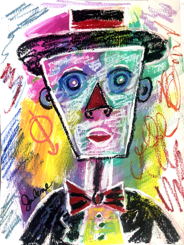 Mr. Wonder – Original Signed Mixed Media Robot Abstract Expressionism 9×12