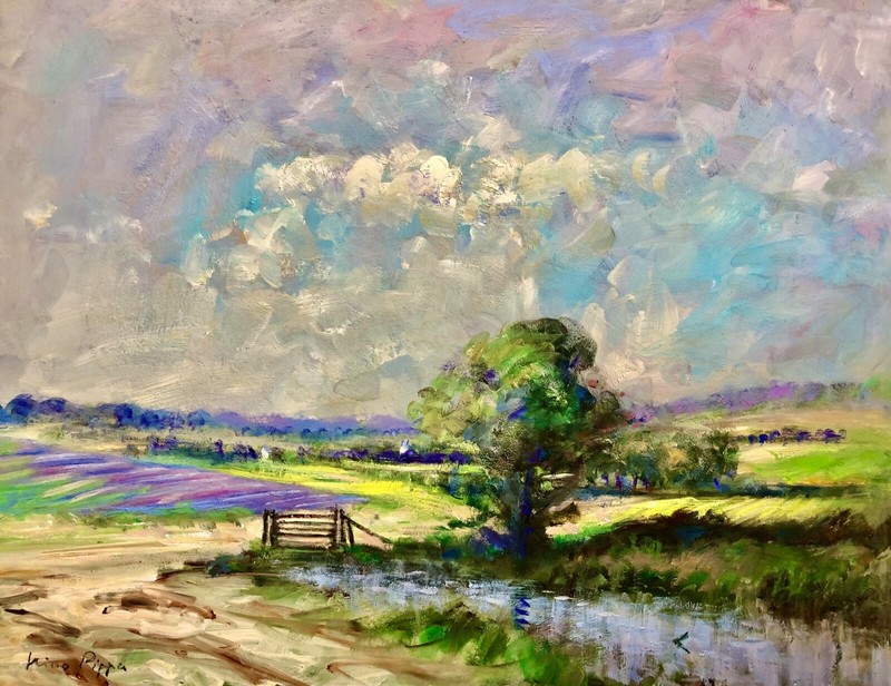 Nino Pippa Listed Original Oil Painting Provence Reflections on the Pond 16″X20″