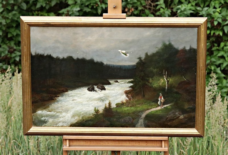 Landscape With River – 19th Century Oil On Canvas Painting, Norwegian? Sweden?