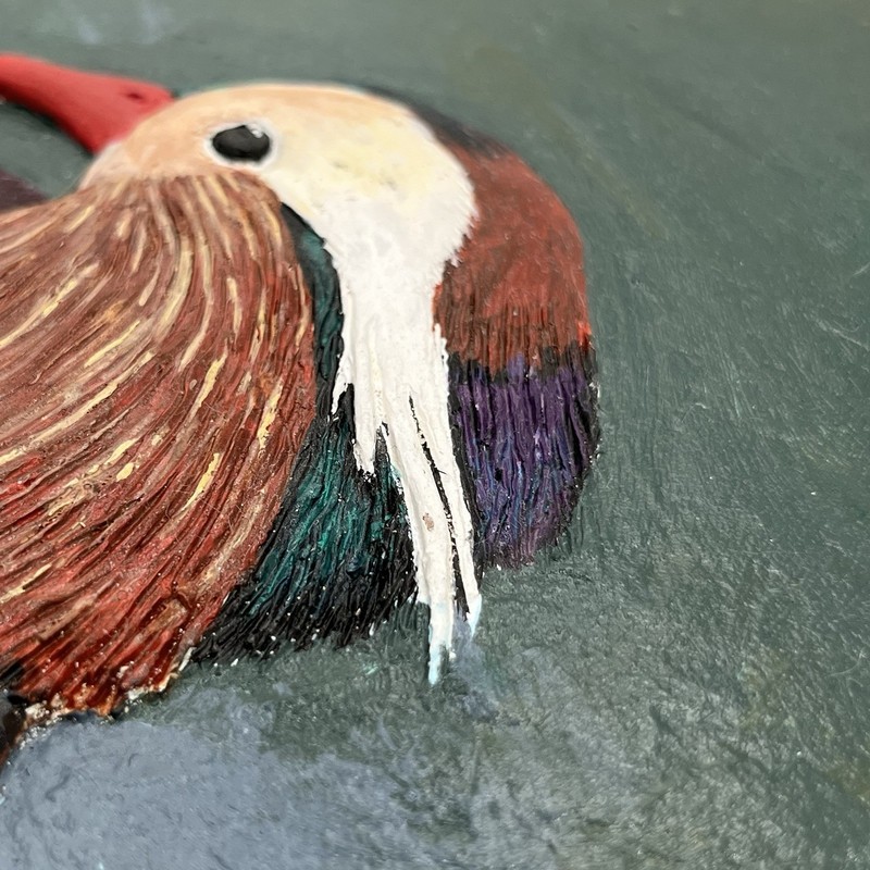 Original & Signed Mandarin Duck 3D Mixed Media Painting 16x20” By Barbara Weber gallery