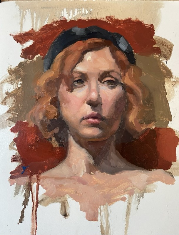 Alla Prima Portrait Study: oil on paper 11×14 young woman painted from life