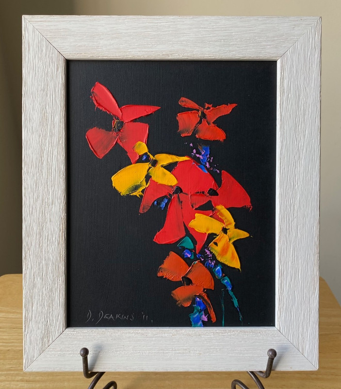 DAVID DEAKINS Original Abstract Floral Oil Painting – Dunster England – VGUC