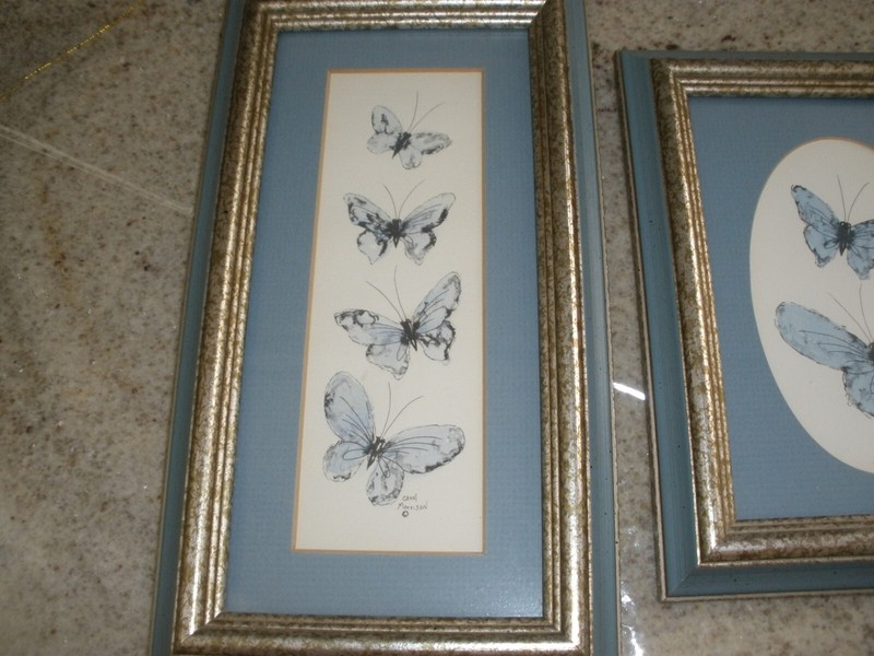 Beautiful Carol Morrison Watercolor - 2 Framed Matted Butterfly Pictures (SU51) gallery